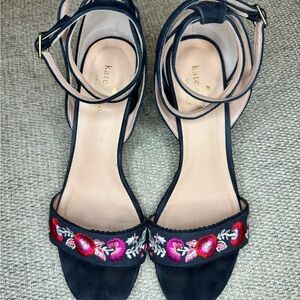 Kate Spade Black and Red Sandals with Ankle Straps